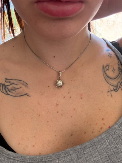 Collana in Argento 925 Luna e Sole con Viso – Ciondolo Bombato Artigianale