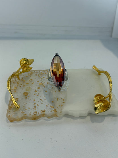 Anello in argento 925 pietra arancione