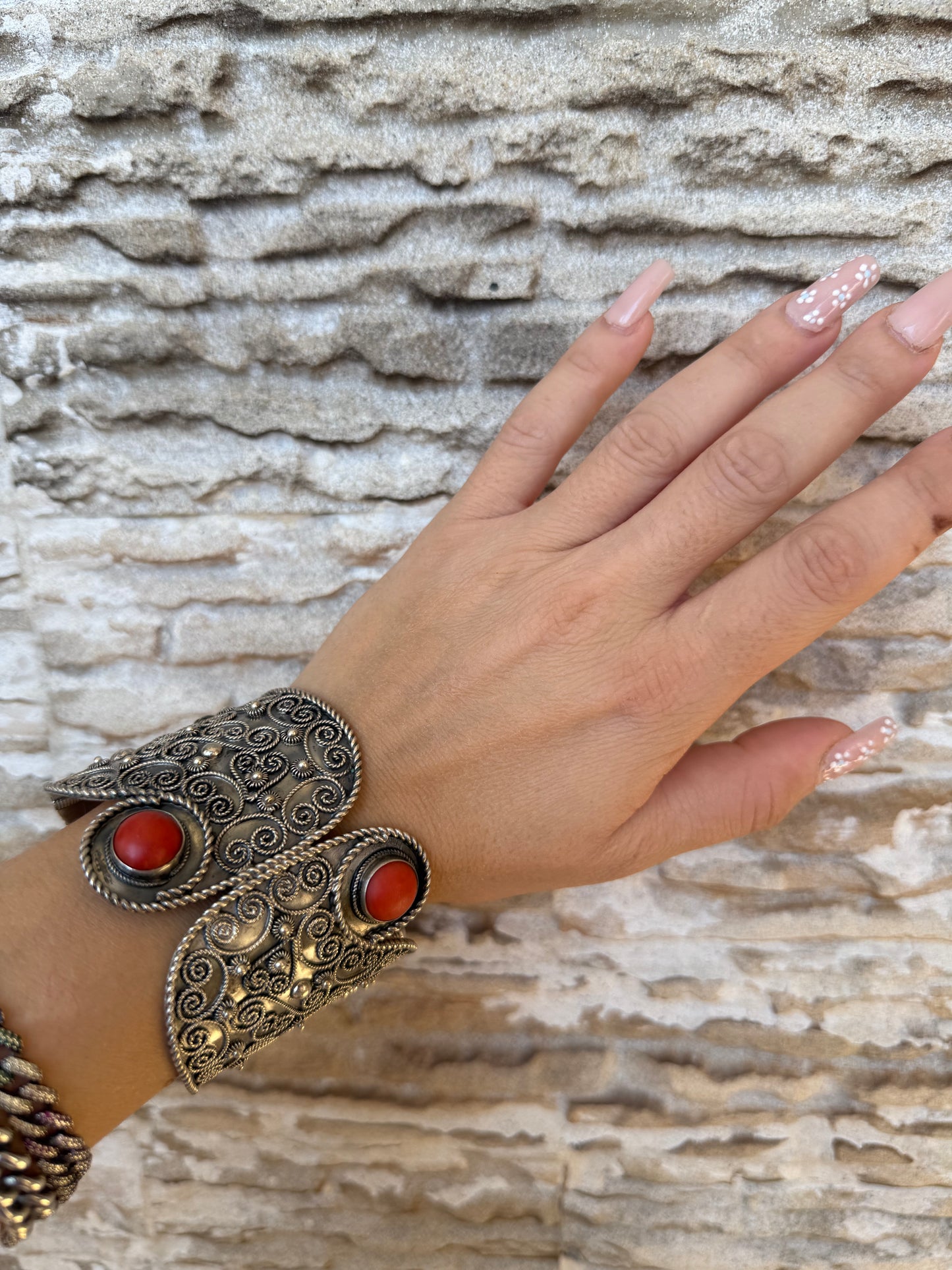 Bracciale in argento 800 corallo rosso