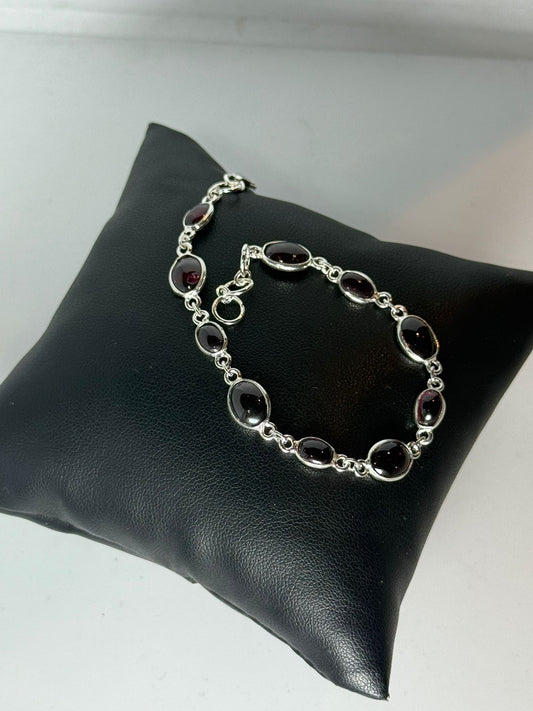 Bracciale in argento 925 granato rosso