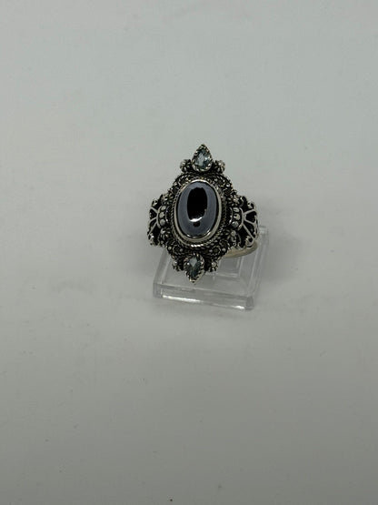 Anello in argento 925 ematite nera