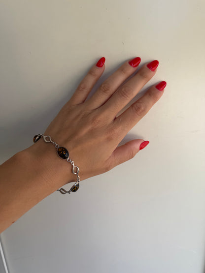 Bracciale in Argento 925 con Ambra Baltica Marine – Gioiello Naturale