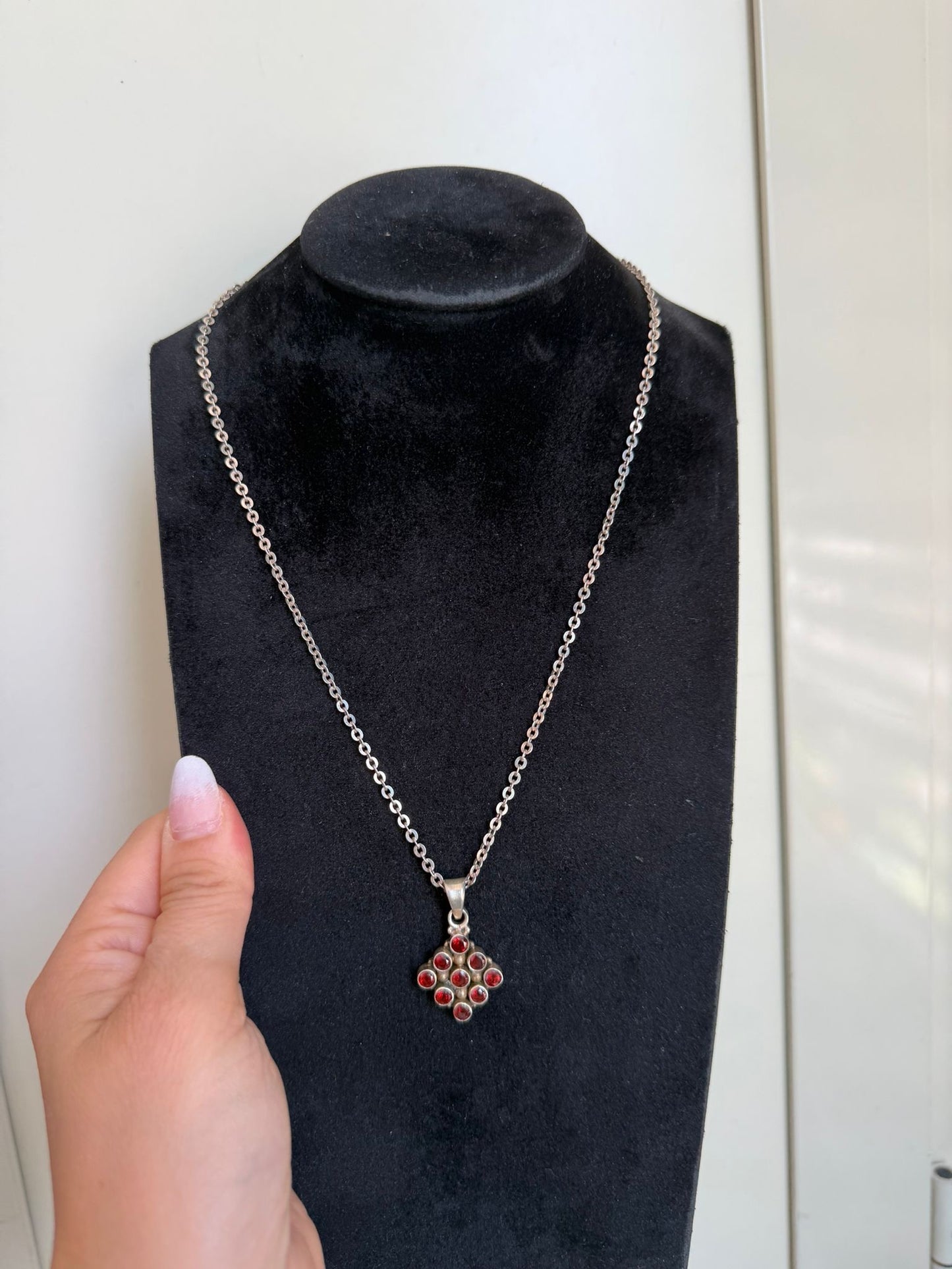 Collana in argento 925 con ciondolo granato rosso piropo – Pietra naturale