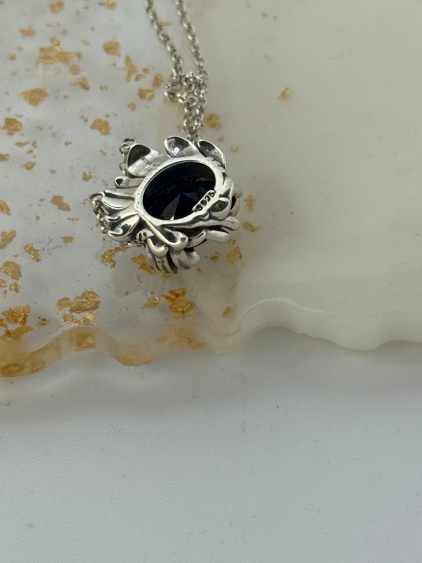 Collana in argento 925 con serpente e zaffiro blu – Pezzo Unico