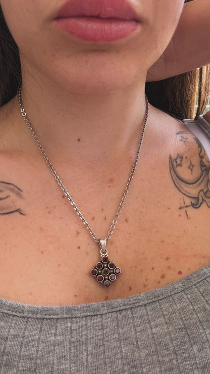Collana in argento 925 con ciondolo granato rosso piropo – Pietra naturale