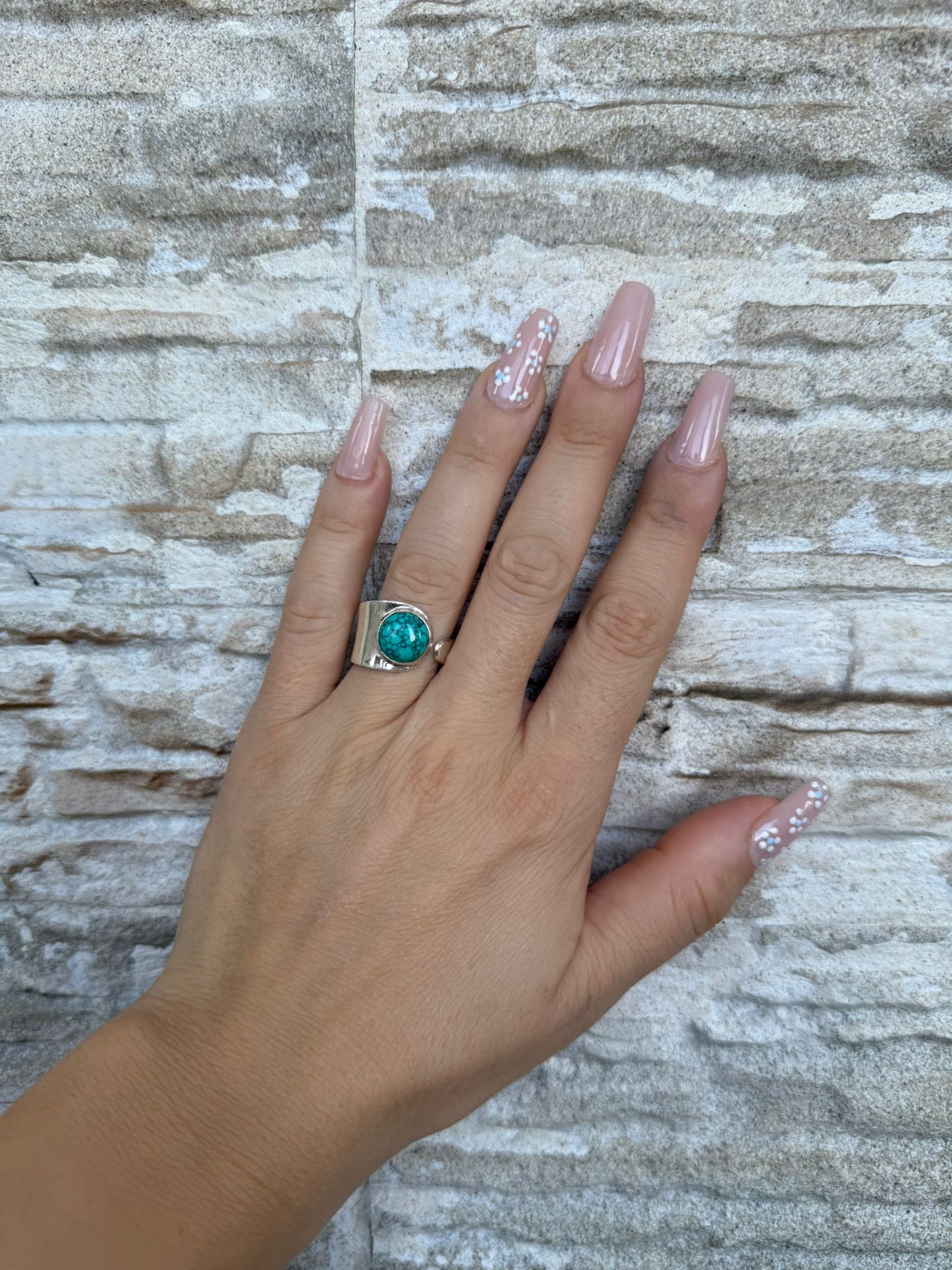 Anello in argento 925 fascia pietra turchese