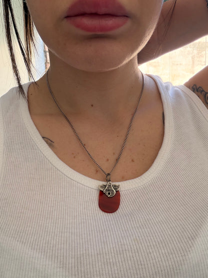 Collana in Argento 925 con Corniola | Pietra Naturale Artigianale