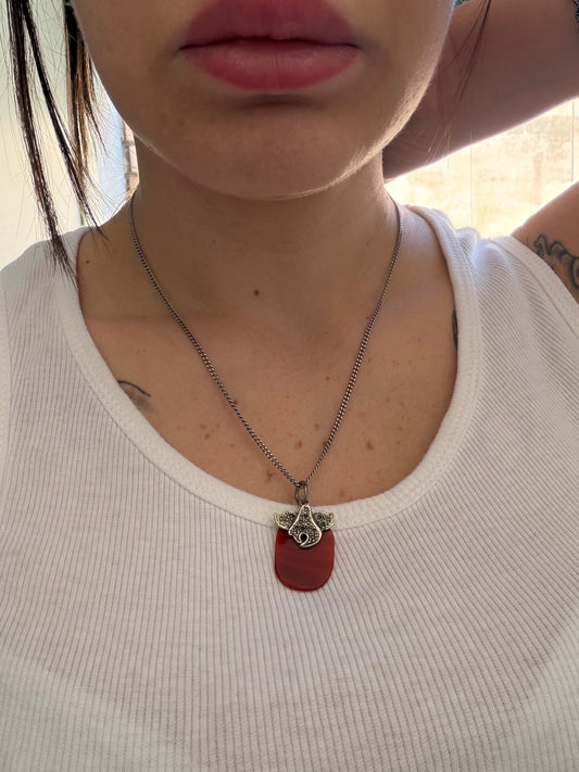 Collana in Argento 925 con Corniola | Pietra Naturale Artigianale