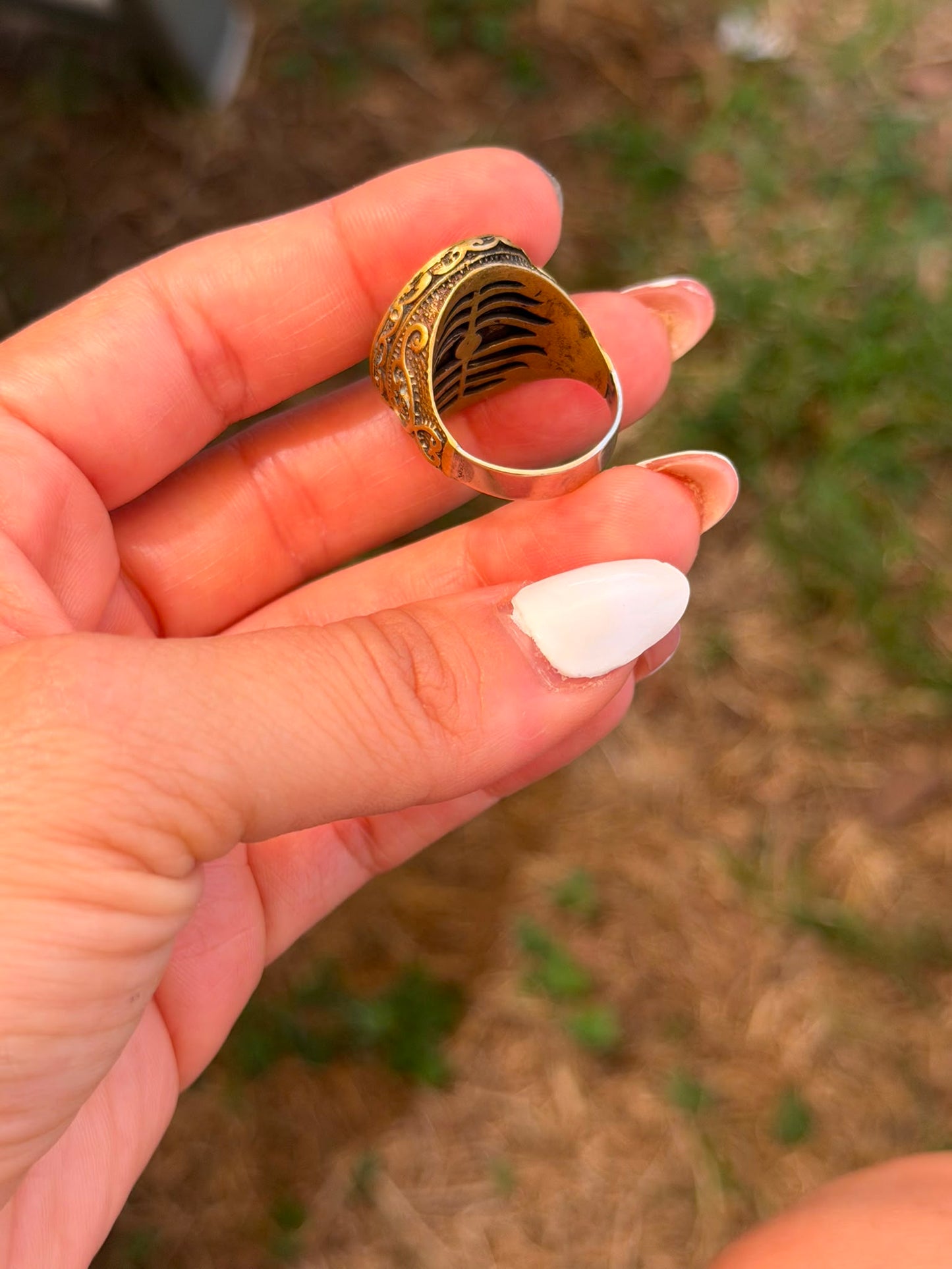 Anello in Argento 925 e Bronzo con Sagittario e Pietra Turchese