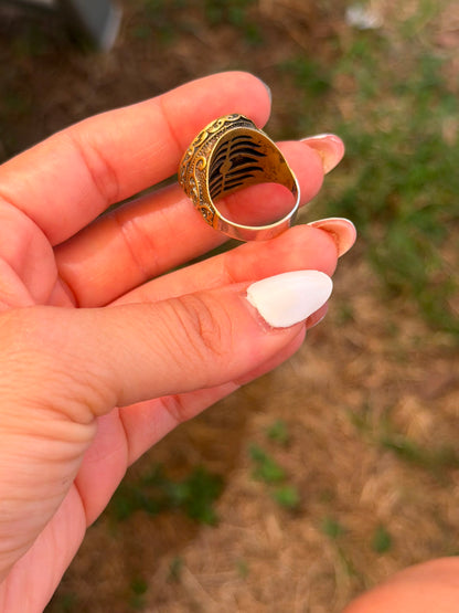 Anello in Argento 925 e Bronzo con Sagittario e Pietra Turchese