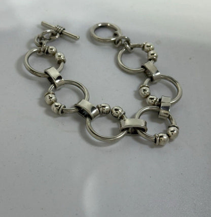 Bracciale Argento 925 Cerchi e Sfere Maglia Particolare - Design Unico