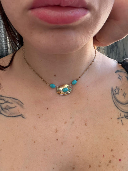 Collana in Argento 925 Bagnata nell’Oro con Pietre Turchese – Lusso Artigianale