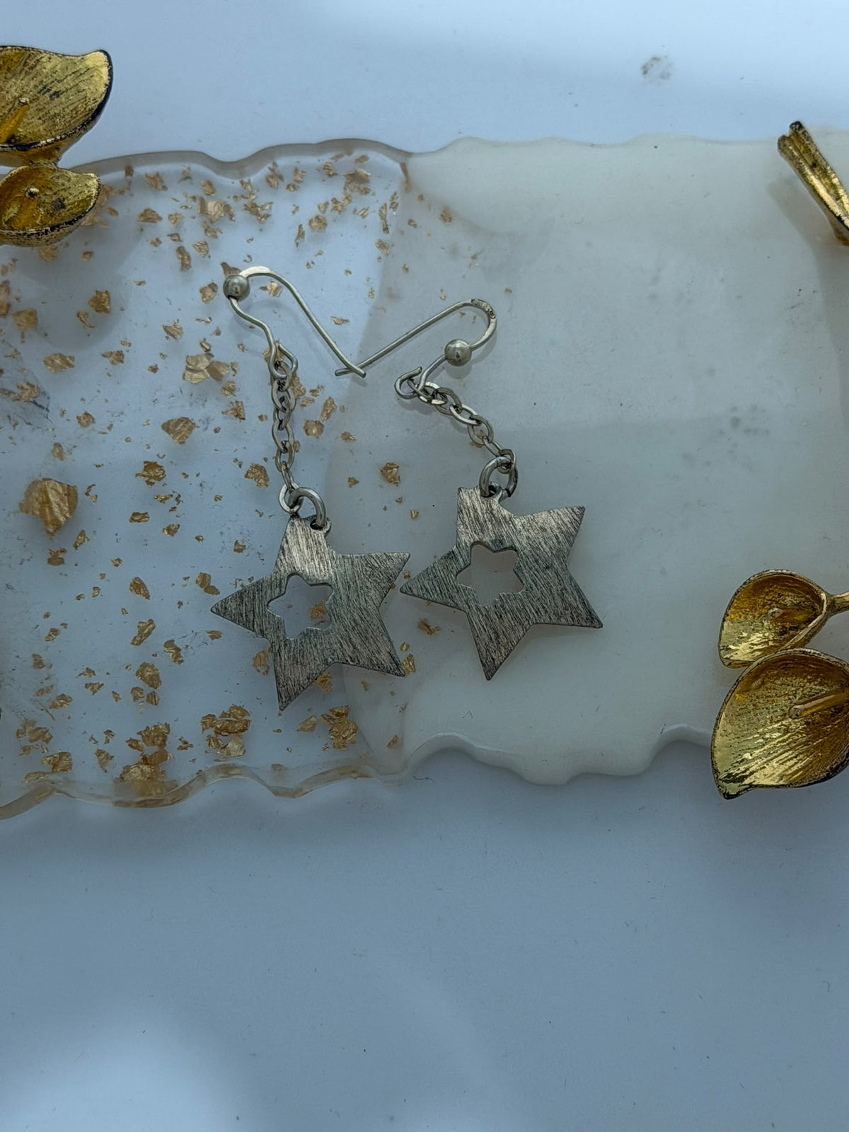 Orecchini Stelle Pendenti in Argento 925 Dorato | Artigianali