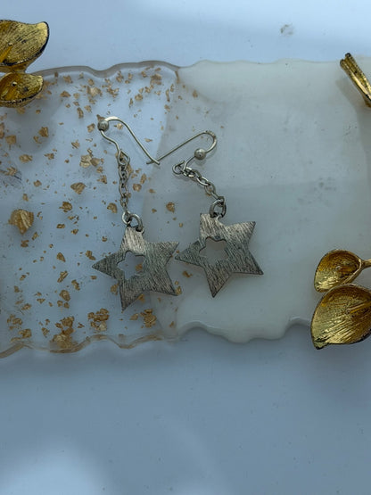 Orecchini Stelle Pendenti in Argento 925 Dorato | Artigianali