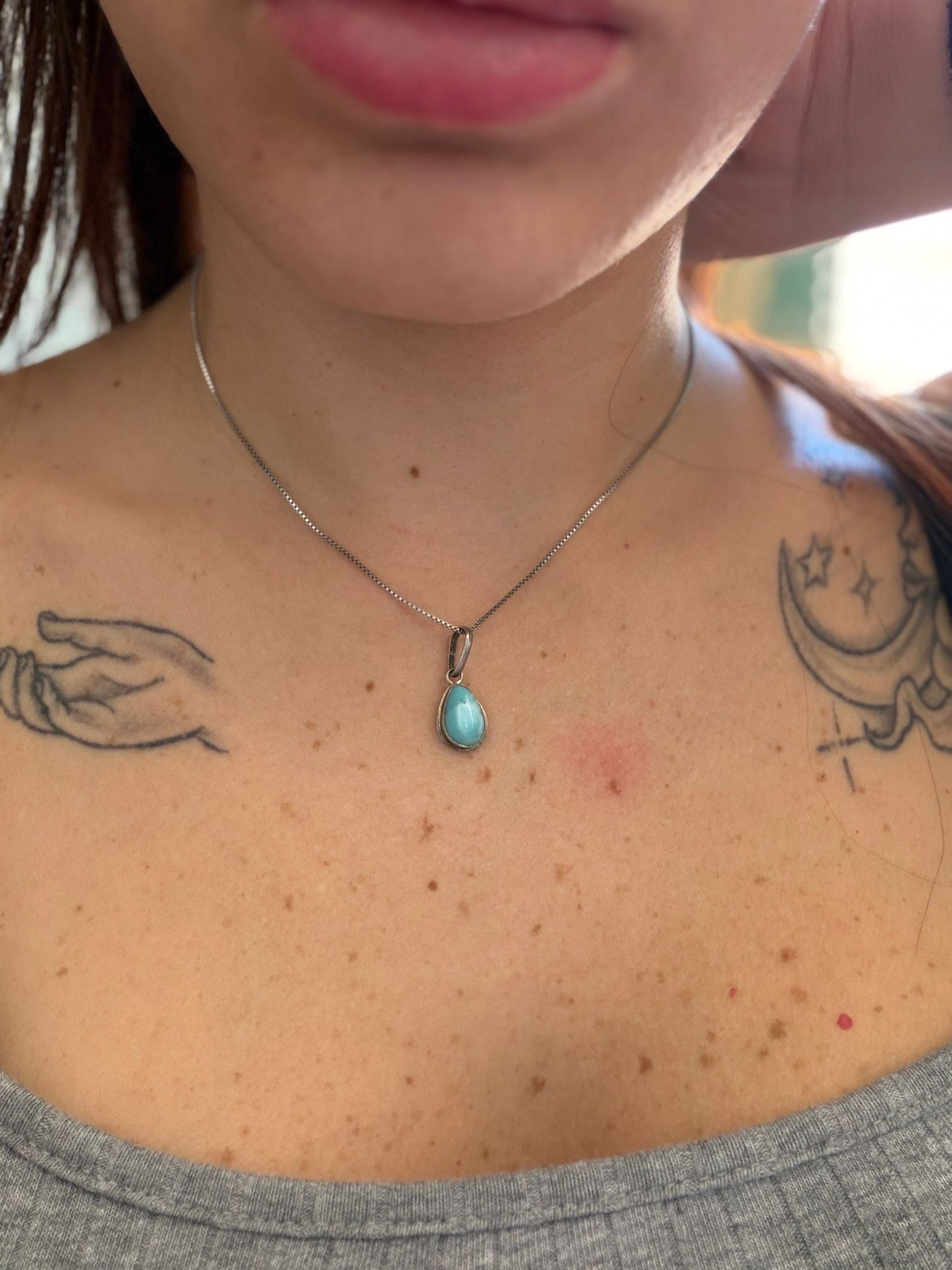 Collana in Argento 925 con Pietra Larimar Naturale – Turchese dei Caraibi