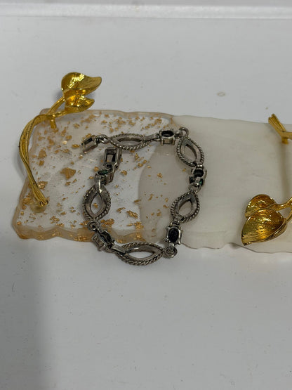 Bracciale in argento 925 con zaffiro blu e marcasiti