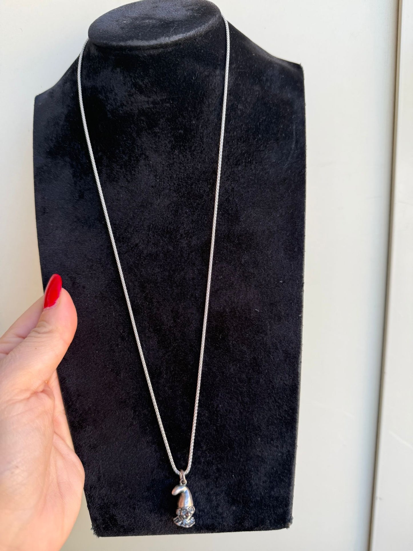 Collana Lunga Argento 925 con Testa di Pulcinella – Tradizione Napoletana