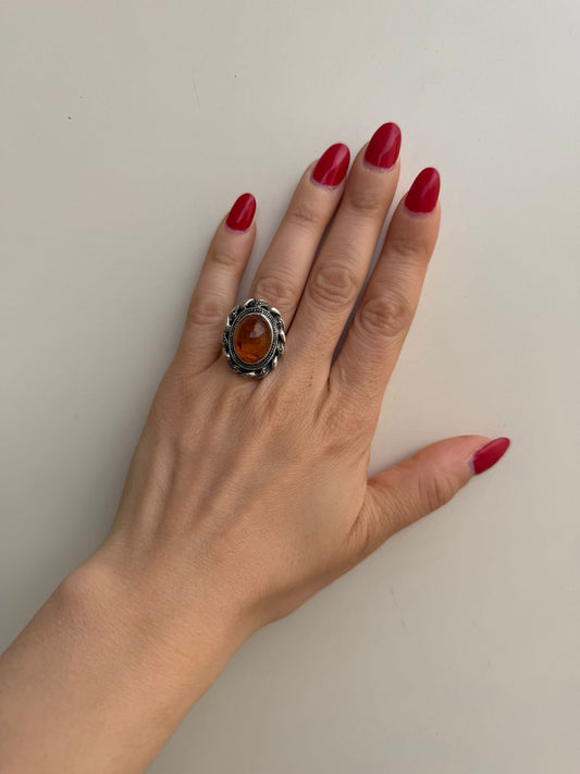Anello in argento 925 ambra baltica – Pietra naturale