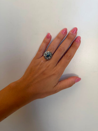 Anello Rosa in Argento 925 con Labradorite Verde – Pezzo Unico