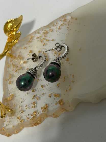 Orecchini in argento 925 con perle grigie