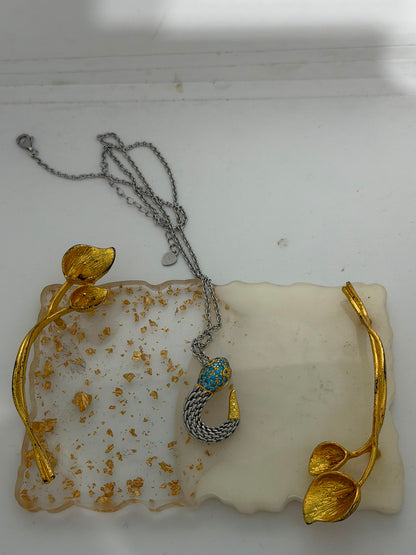 Collana Serpente in Argento 925 con Pietre Azzurre – Pezzo Unico