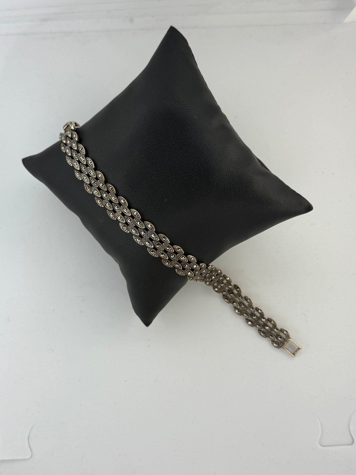 Bracciale Argento 925 Art Déco Marcasiti Incastonate - Vintage Elegante