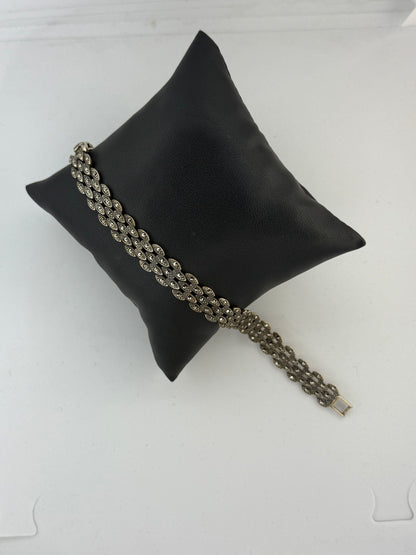 Bracciale Argento 925 Art Déco Marcasiti Incastonate - Vintage Elegante
