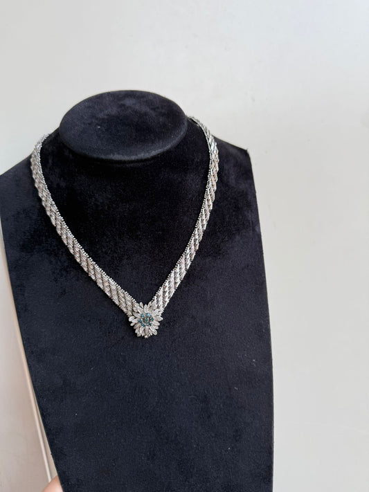 Collana in argento 835 zaffiro blu