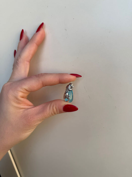 Ciondolo topazio azzurro pantera in argento 925
