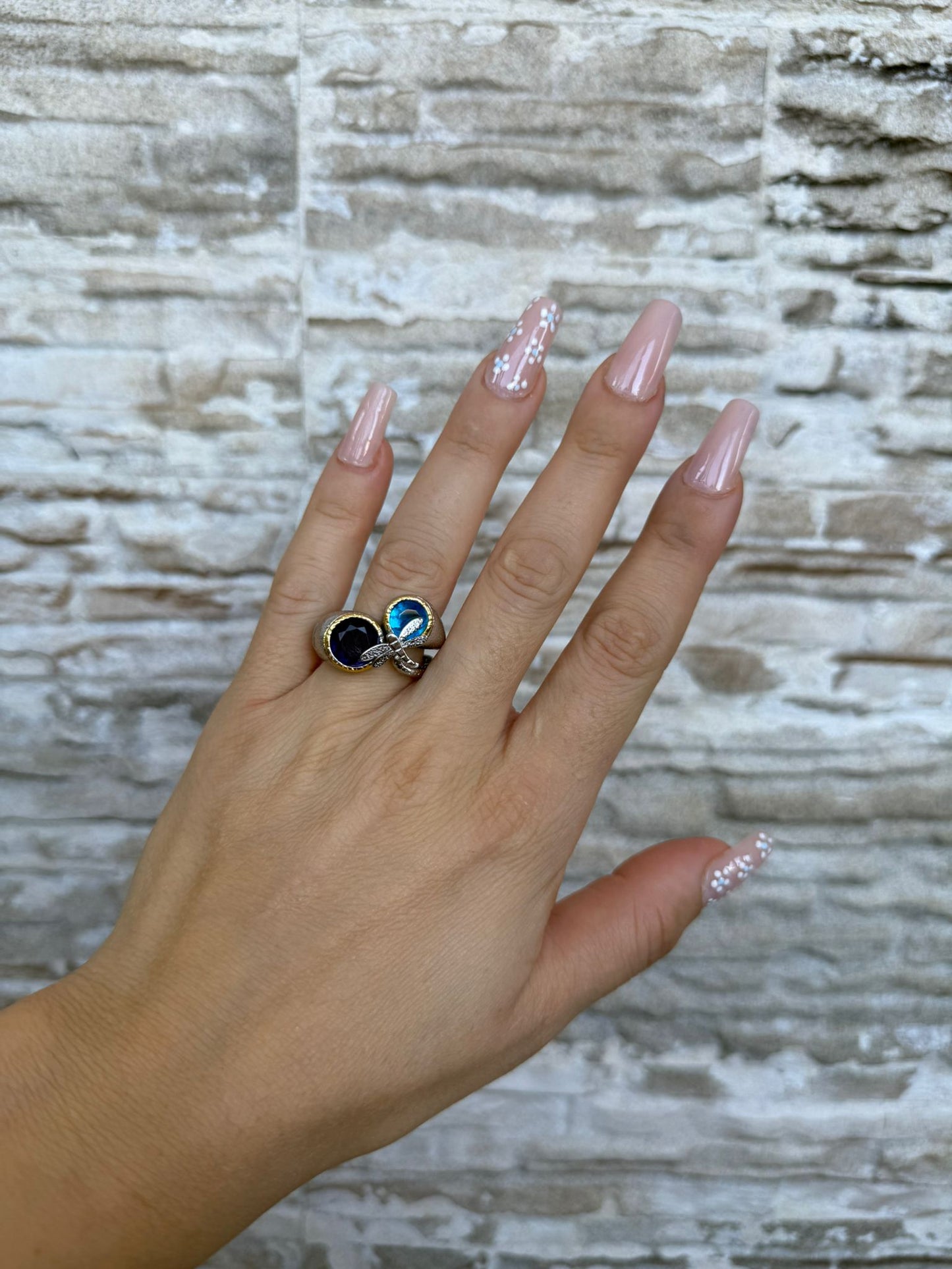 Anello in argento 925 ametista e topazio