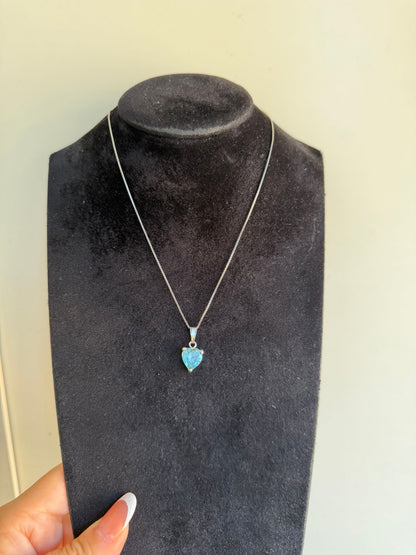 Collana in Argento 925 Cuore con Acquamarina – Pietra Naturale