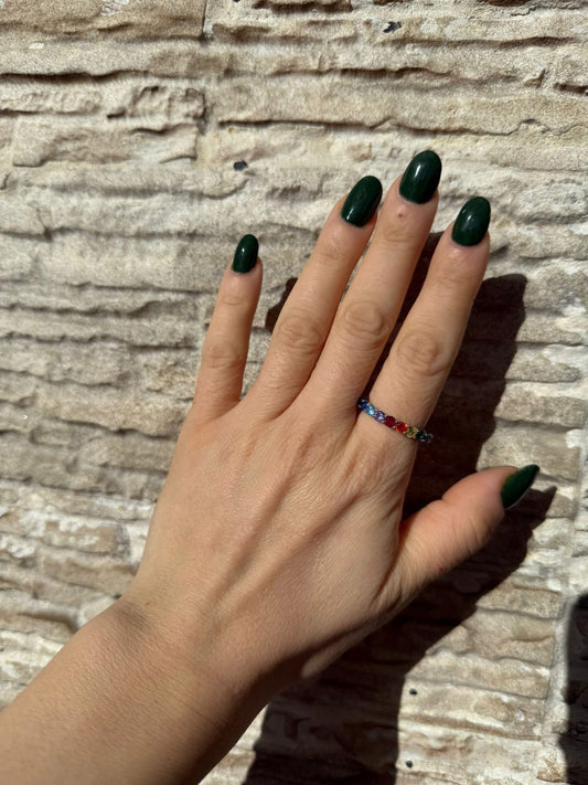 Anello Tennis Argento 925 Pietre Multicolor | Misura 19 | Pezzo Unico