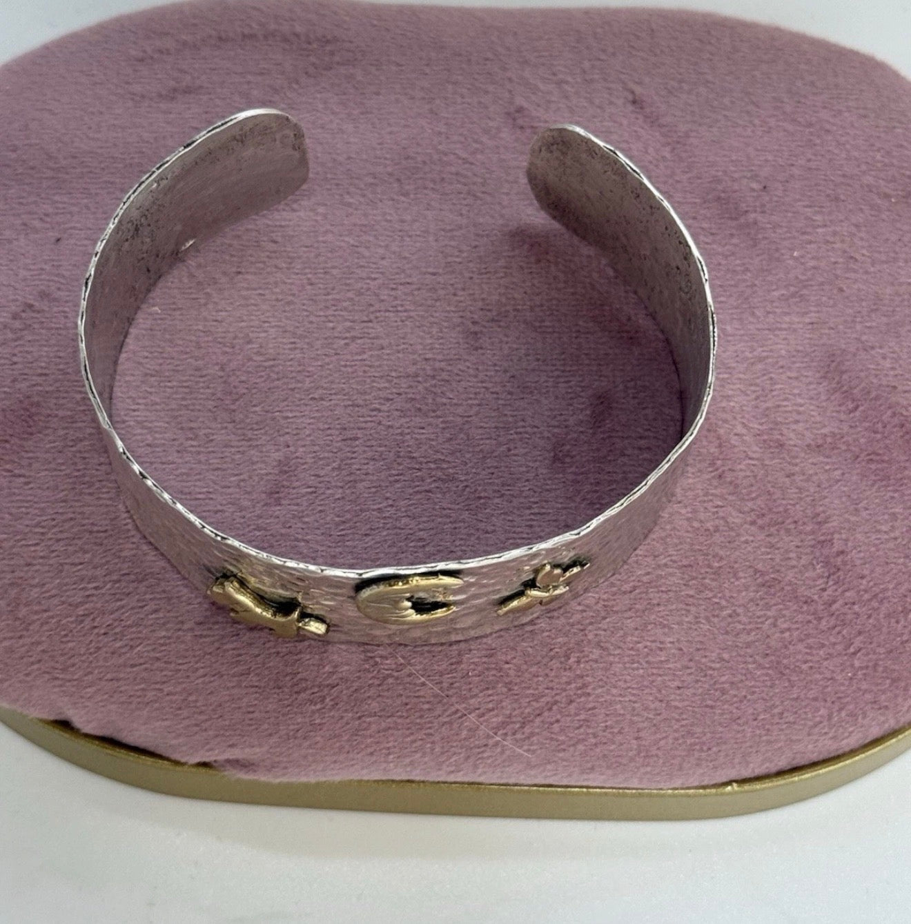 Bracciale Rigido in Argento 925 con Luna, Cane e Farfalla – Regolabile