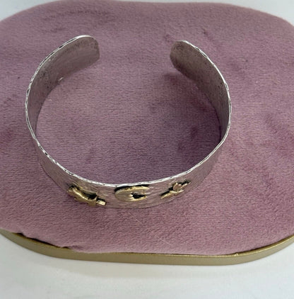 Bracciale Rigido in Argento 925 con Luna, Cane e Farfalla – Regolabile
