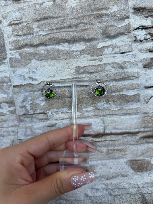 Orecchini in argento 925 serpentino verde e maschera