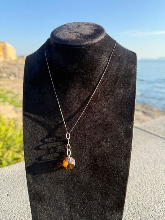 Collana in argento 925 pietra arancione