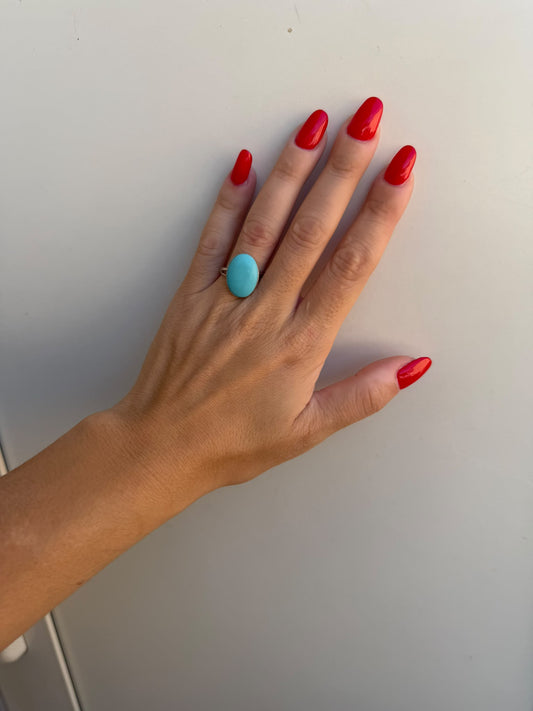 Anello in argento 925 con pietra turchese naturale – Pezzo Unico