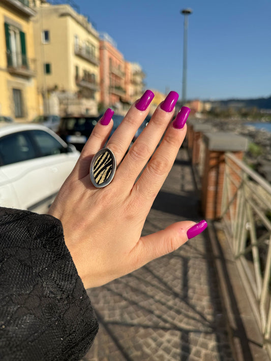 Anello zebrato in argento 925
