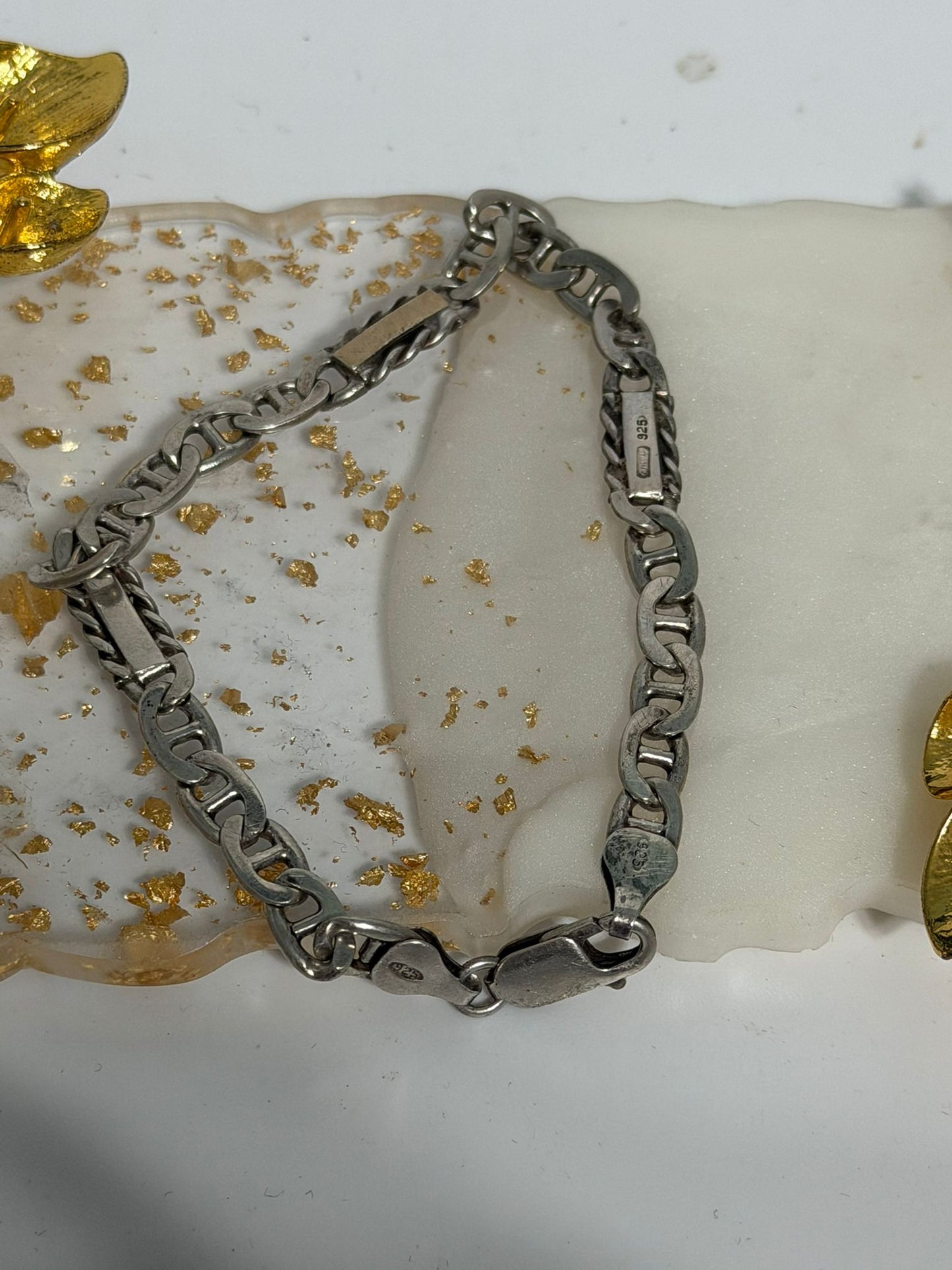 Bracciale in argento 925 con lamina in oro 750