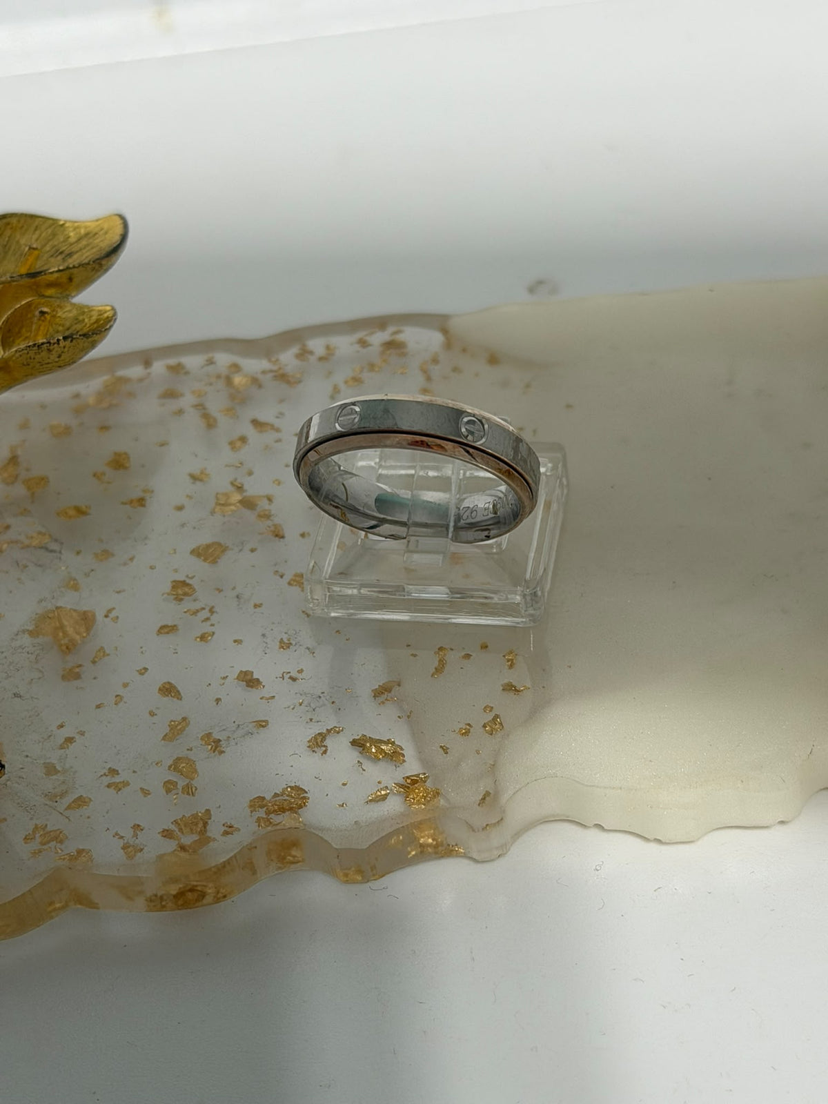 Anello Chiodo Girevole in Argento 925 e Oro Rosa – Misura 16-17 Italiana