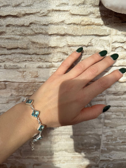 Bracciale in argento 925 acquamarina