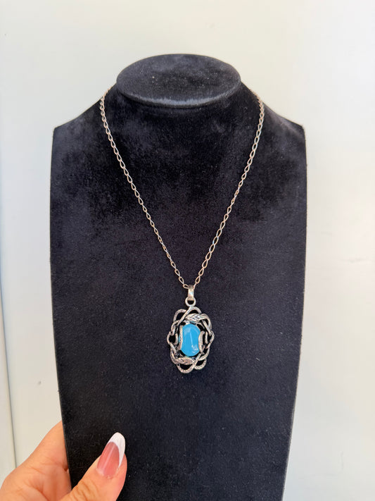 Collana in Argento 925 con Agata Blu e Serpenti | Gioiello Simbolico