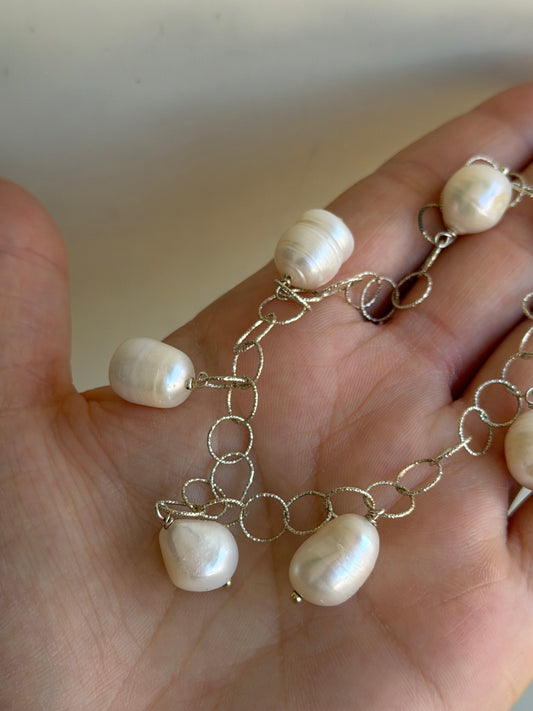 Bracciale in Argento 925 con Perla Scaramazza Bianca – Gioiello Artigianale