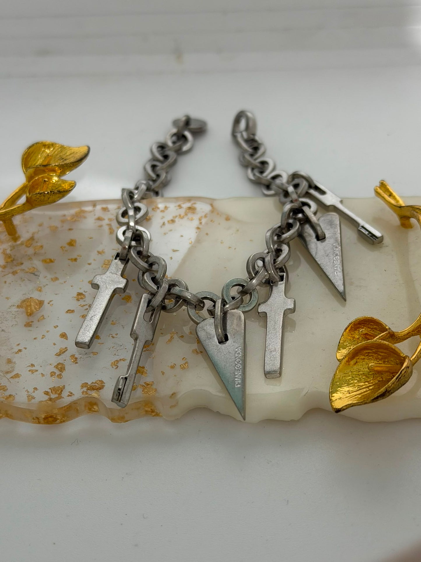 Bracciale in Argento 925 con Croci, Chiave e Pendente Pianegonda – Pezzo Unico