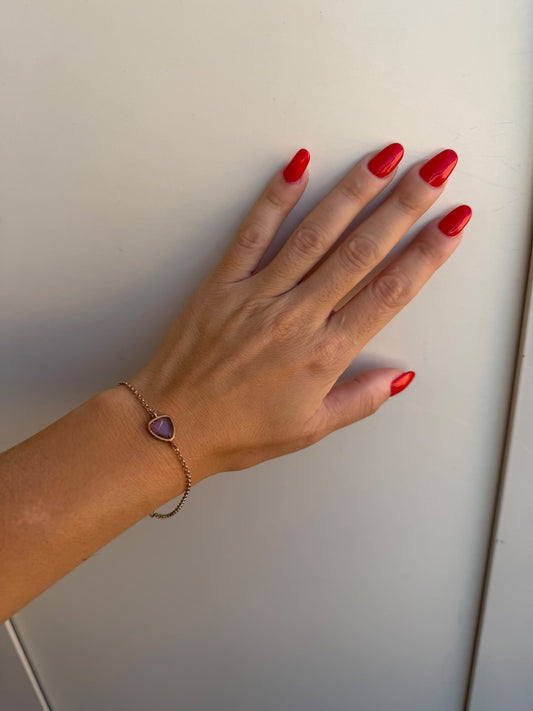 Bracciale in argento 925 e oro rosa con ametista viola – Pezzo Unico