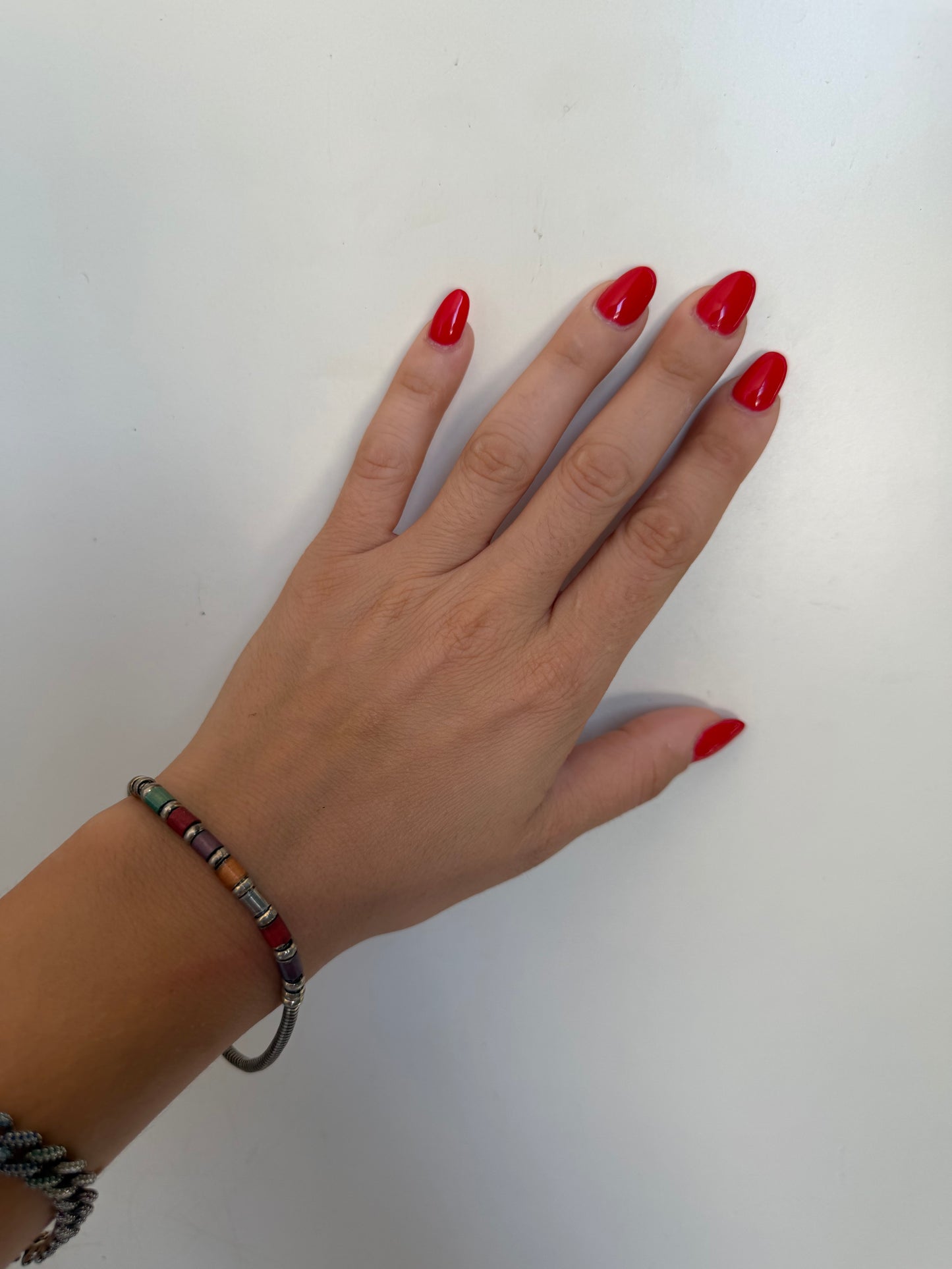 Bracciale coda di topo con pepite smaltate multicolor in argento 925