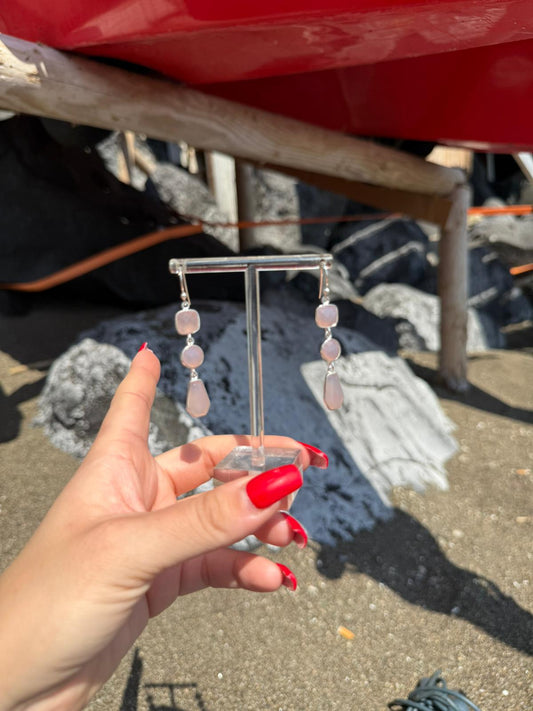 Orecchini in argento 925 quarzo rosa