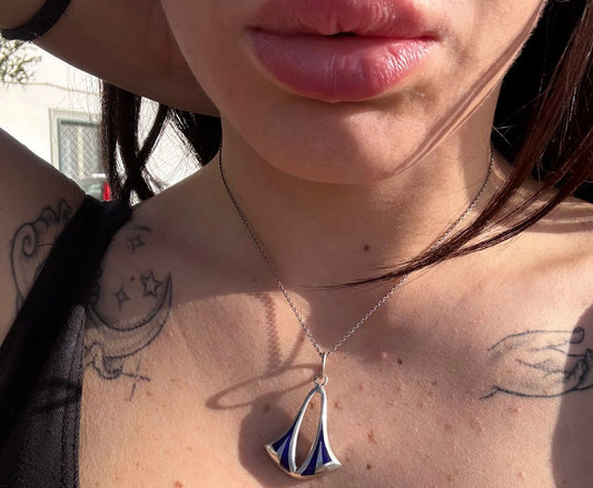 Collana in argento 925 smaltato blu