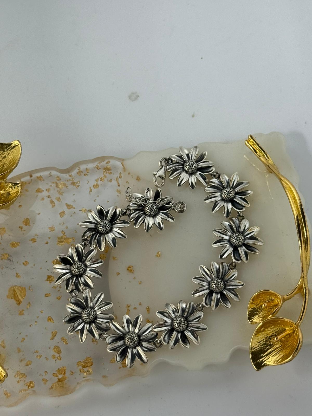 Bracciale Argento 925 Girasoli – Pezzo Unico Artigianale