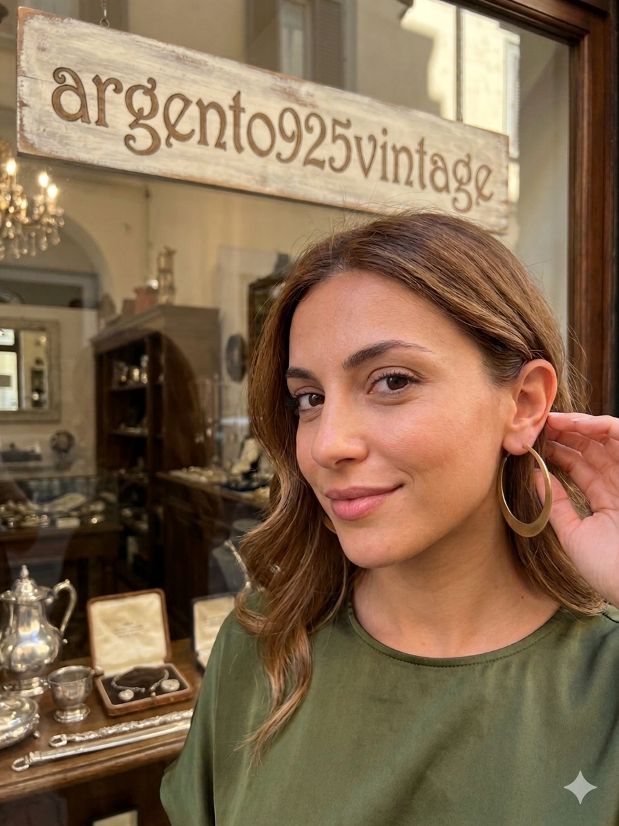Orecchini cerchio grandi in argento 925 bagnati nell'oro